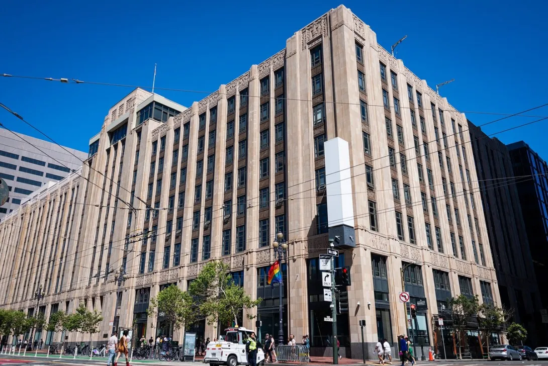 The X headquarters building in San Francisco after its Twitter signage was removed.